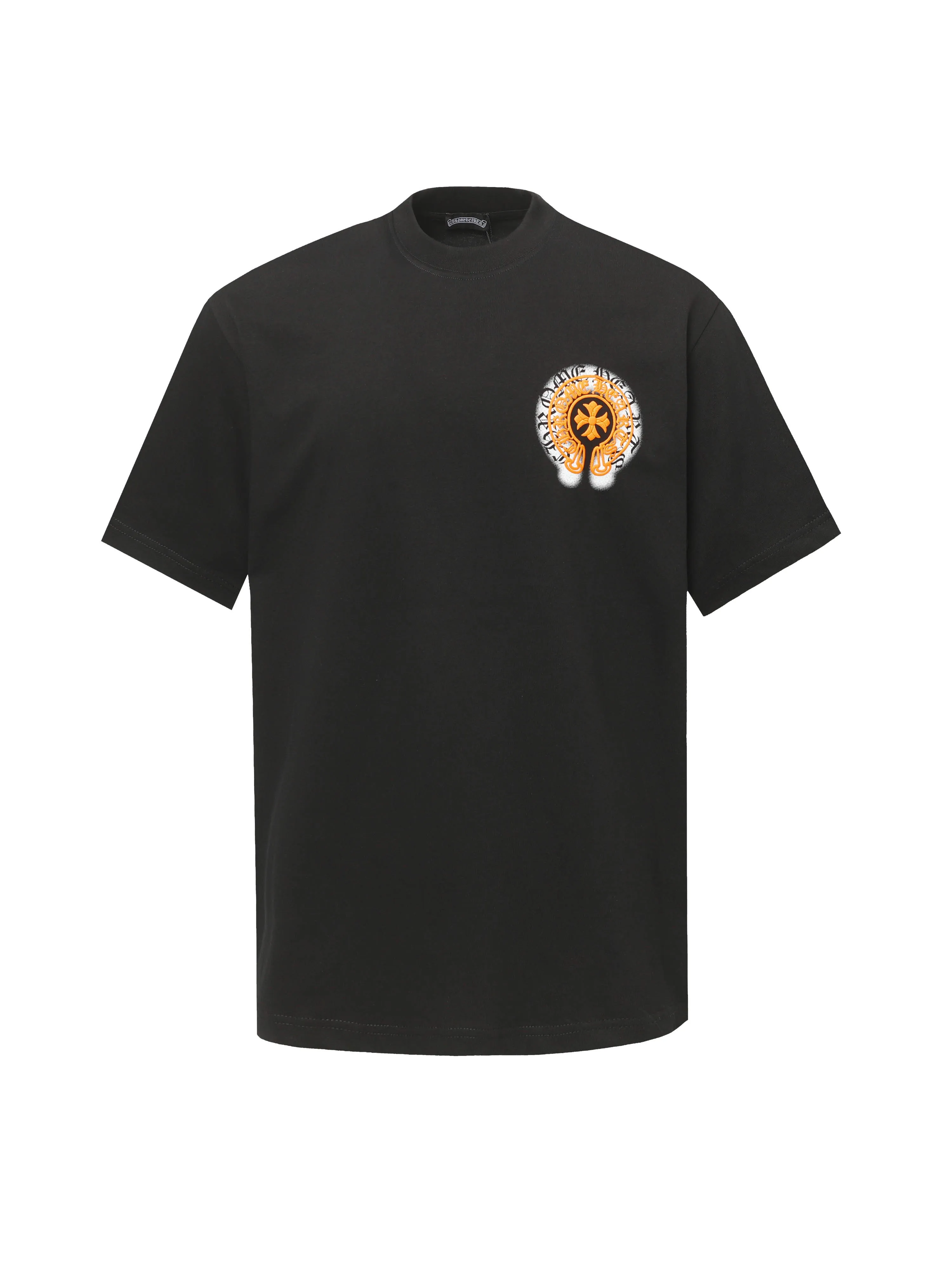 🅿️180 Chrome hearte/Chrome heart ch 25ss early spring Sanskrit horseshoe foam printed short-sleeved T-shirt. A must-have item for daily commuting for men and women in light luxury. The correct version is welcome to compare. Detailed features: ·280g 100% cotton double yarn jersey fabric. ·Special thickened 32 pieces of double-strand 1x1 thread in the same vat. ·Double-needle stitching process. ·Original main mark washed hangtag. Color: black white Size: XS-L